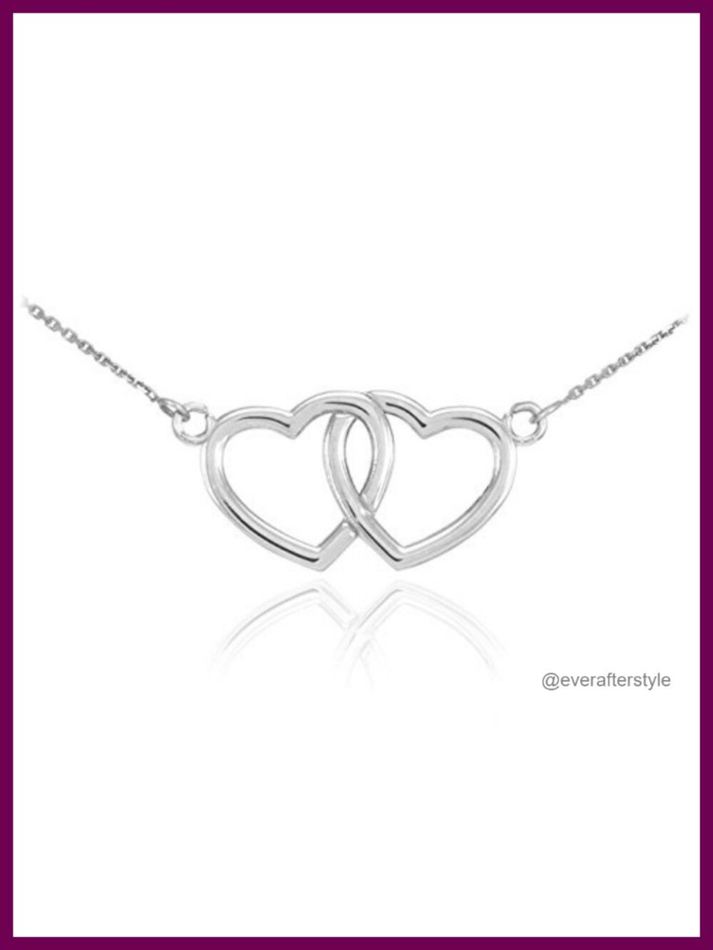Genuine 925 Sterling Silver Double Open Heart Dainty Pendant Necklace